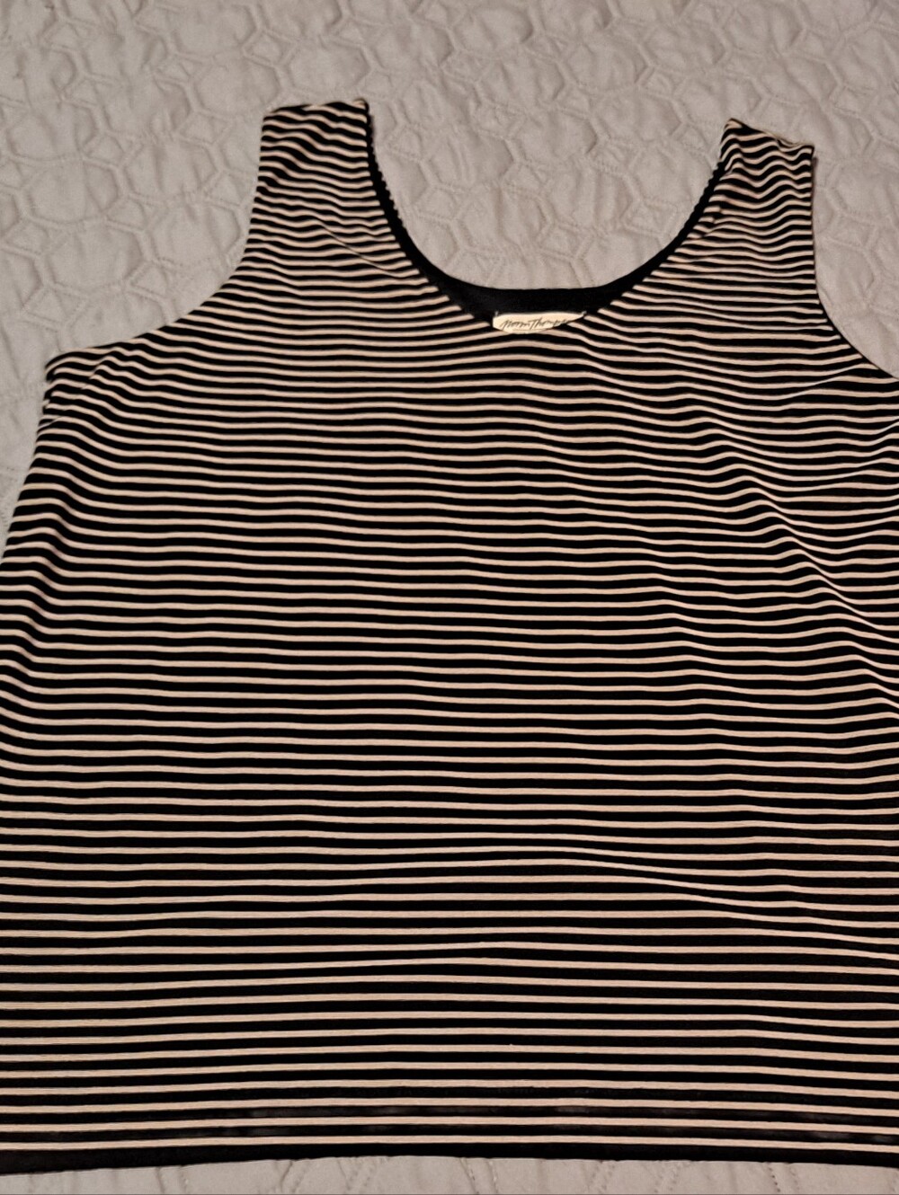 Norm Thompson Striped Black and White Tank Top PXL